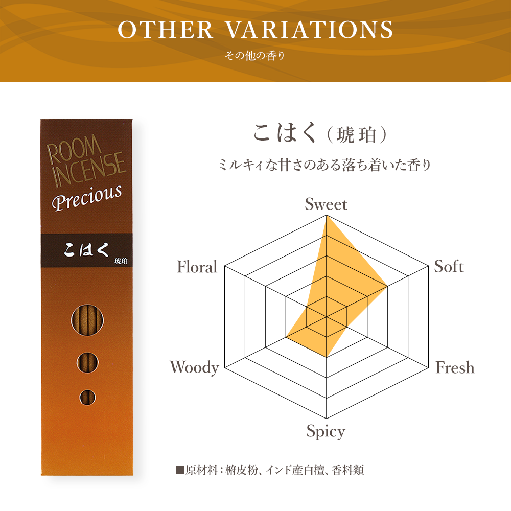 玉初堂 ROOM INCENSE Precious  こはく